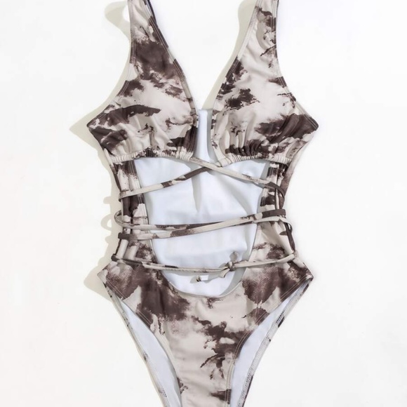 Boho Tie Dye Cut out Monokini One Piece Swim - Picture 3 of 4